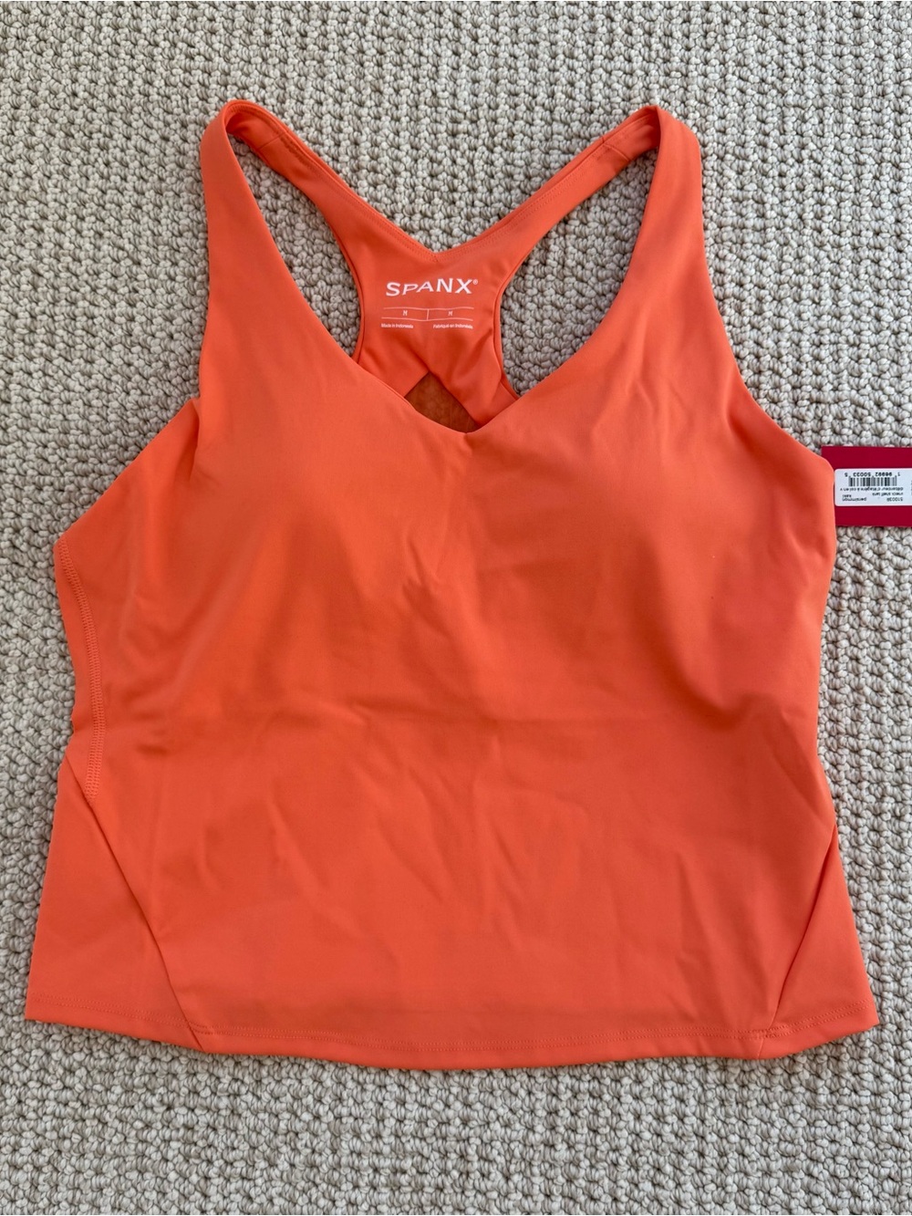 SPANX Orange V-Neck Racerback Sports Tank